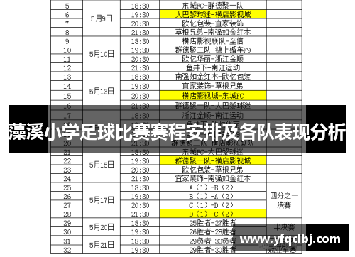 藻溪小学足球比赛赛程安排及各队表现分析